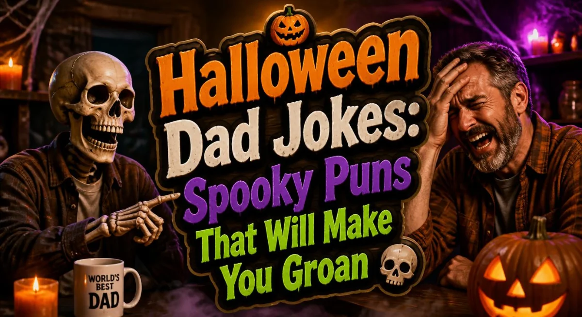 Halloween dad jokes with spooky puns and funny Halloween humor for family laughs